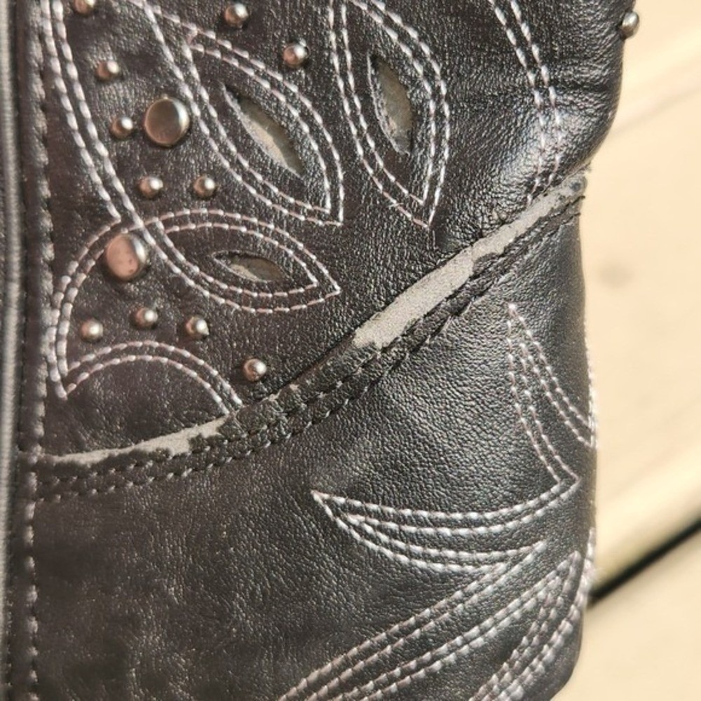 Dingo Womens Black Studded Cowboy Boots Floral Embroidered Western Size 8M - Picture 14 of 15